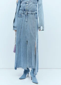 Extended Waistband Denim Skirt