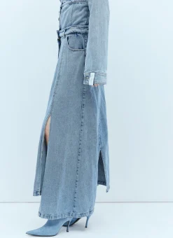 Extended Waistband Denim Skirt