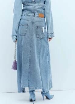 Extended Waistband Denim Skirt