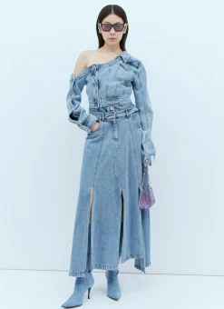 Extended Waistband Denim Skirt