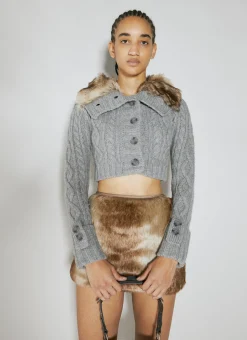 Faux Fur Cable Sweater