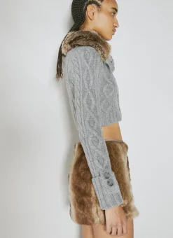 Faux Fur Cable Sweater