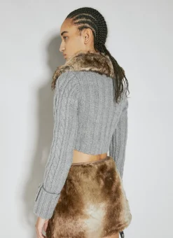 Faux Fur Cable Sweater
