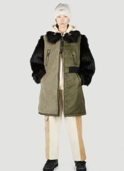 Faux-Fur Sleeve Long Coat