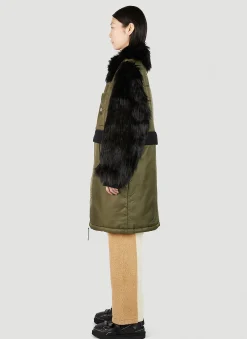Faux-Fur Sleeve Long Coat