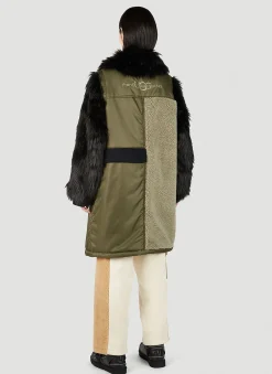 Faux-Fur Sleeve Long Coat