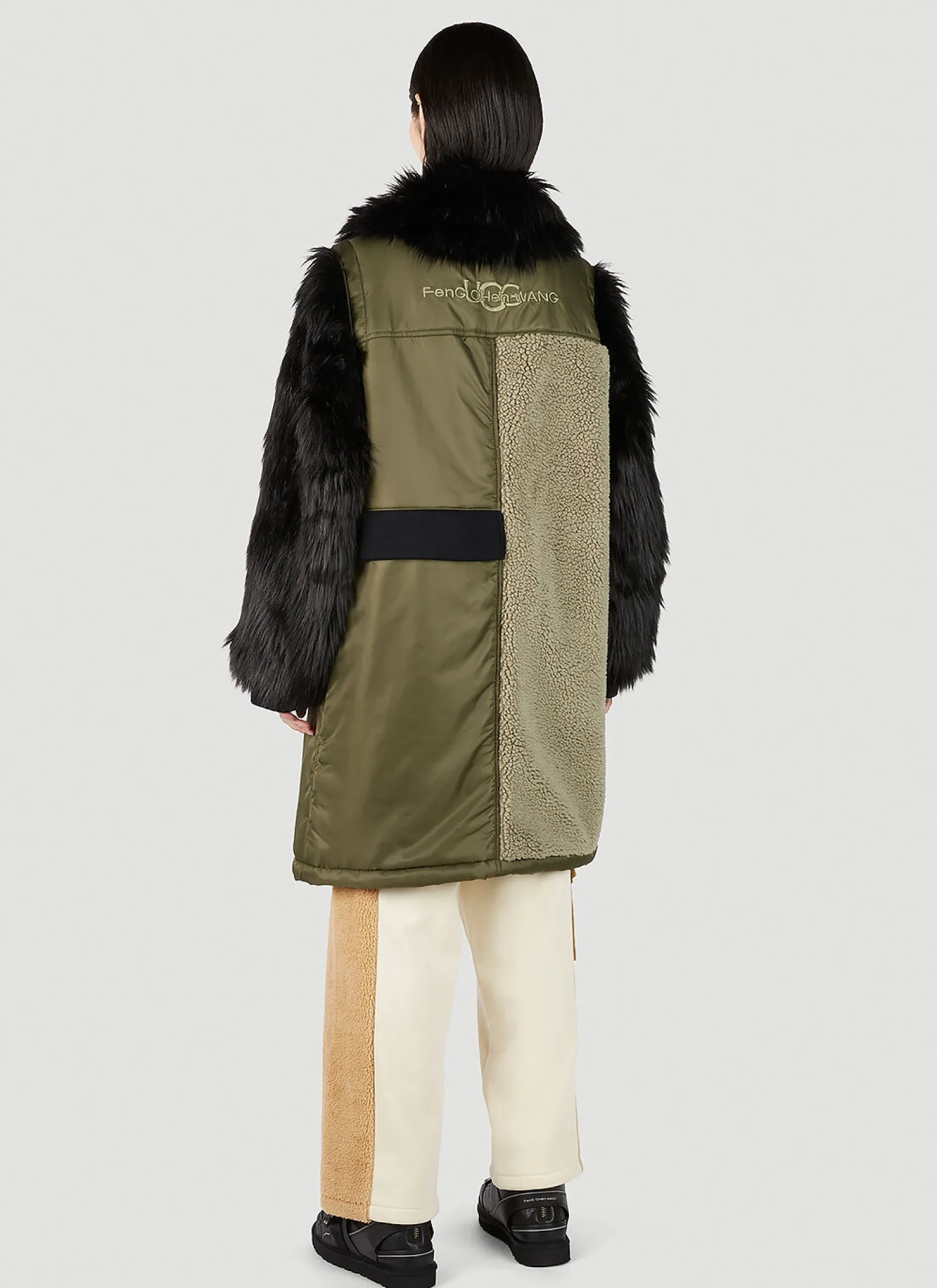 Faux-Fur Sleeve Long Coat