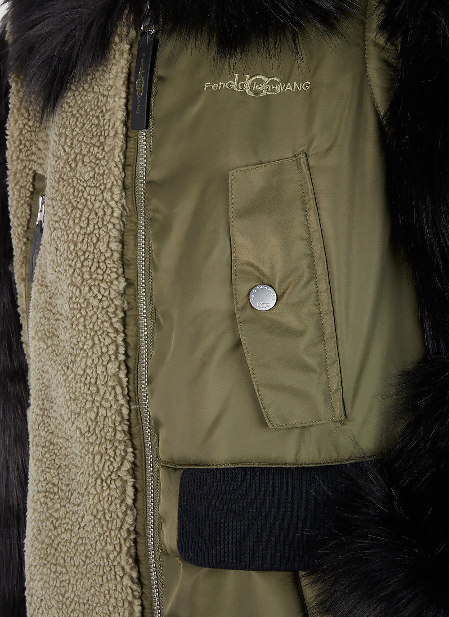 Faux-Fur Sleeve Long Coat