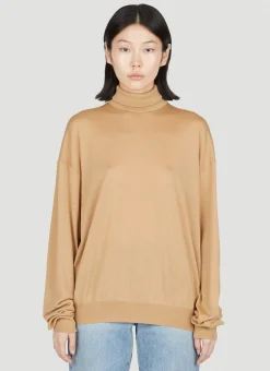 Fine-Knit Slouchy Rollneck Sweater