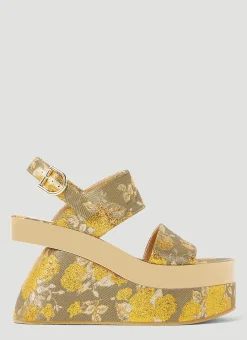 Floral Jacquard Platform Sandals