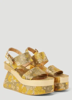 Floral Jacquard Platform Sandals