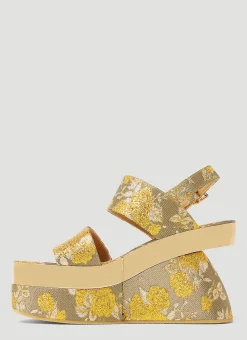 Floral Jacquard Platform Sandals