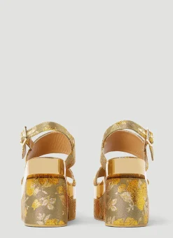 Floral Jacquard Platform Sandals