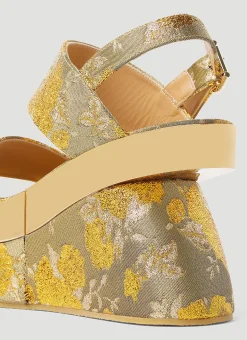 Floral Jacquard Platform Sandals