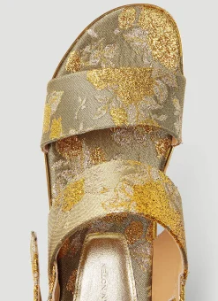 Floral Jacquard Platform Sandals
