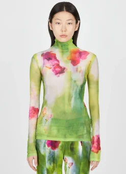 Floral Print Mesh Top