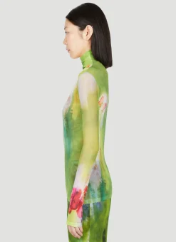 Floral Print Mesh Top