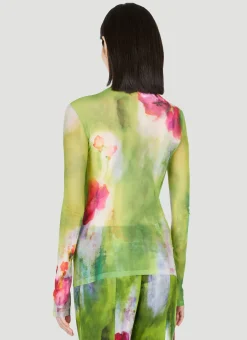 Floral Print Mesh Top