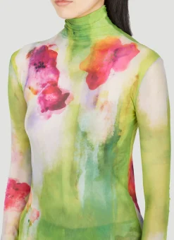 Floral Print Mesh Top