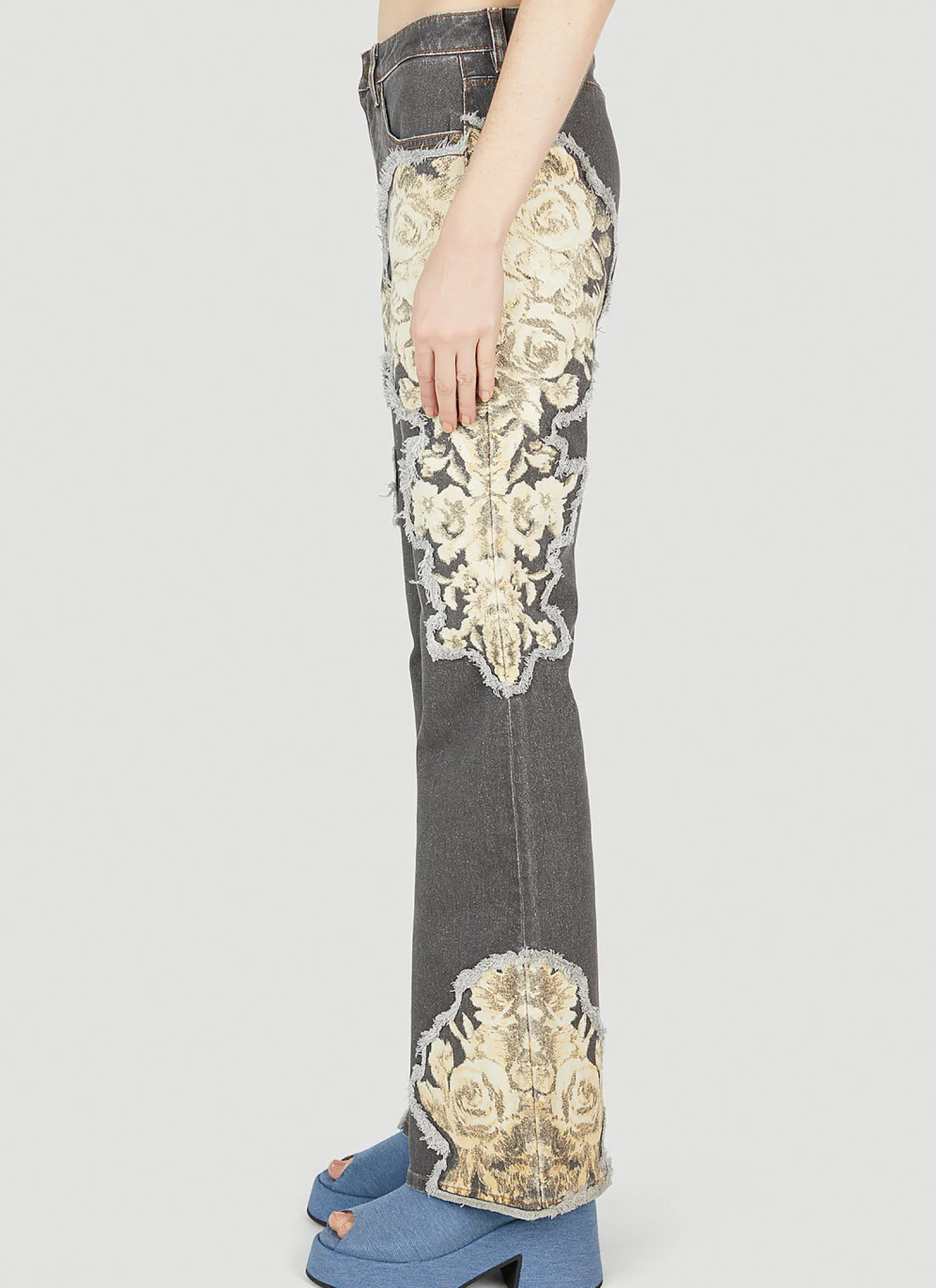 Floral Printed Flared Jeans