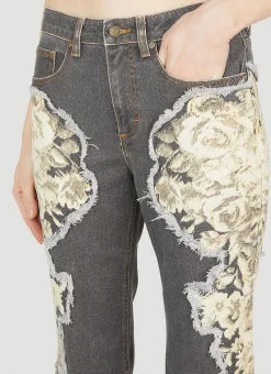 Floral Printed Flared Jeans
