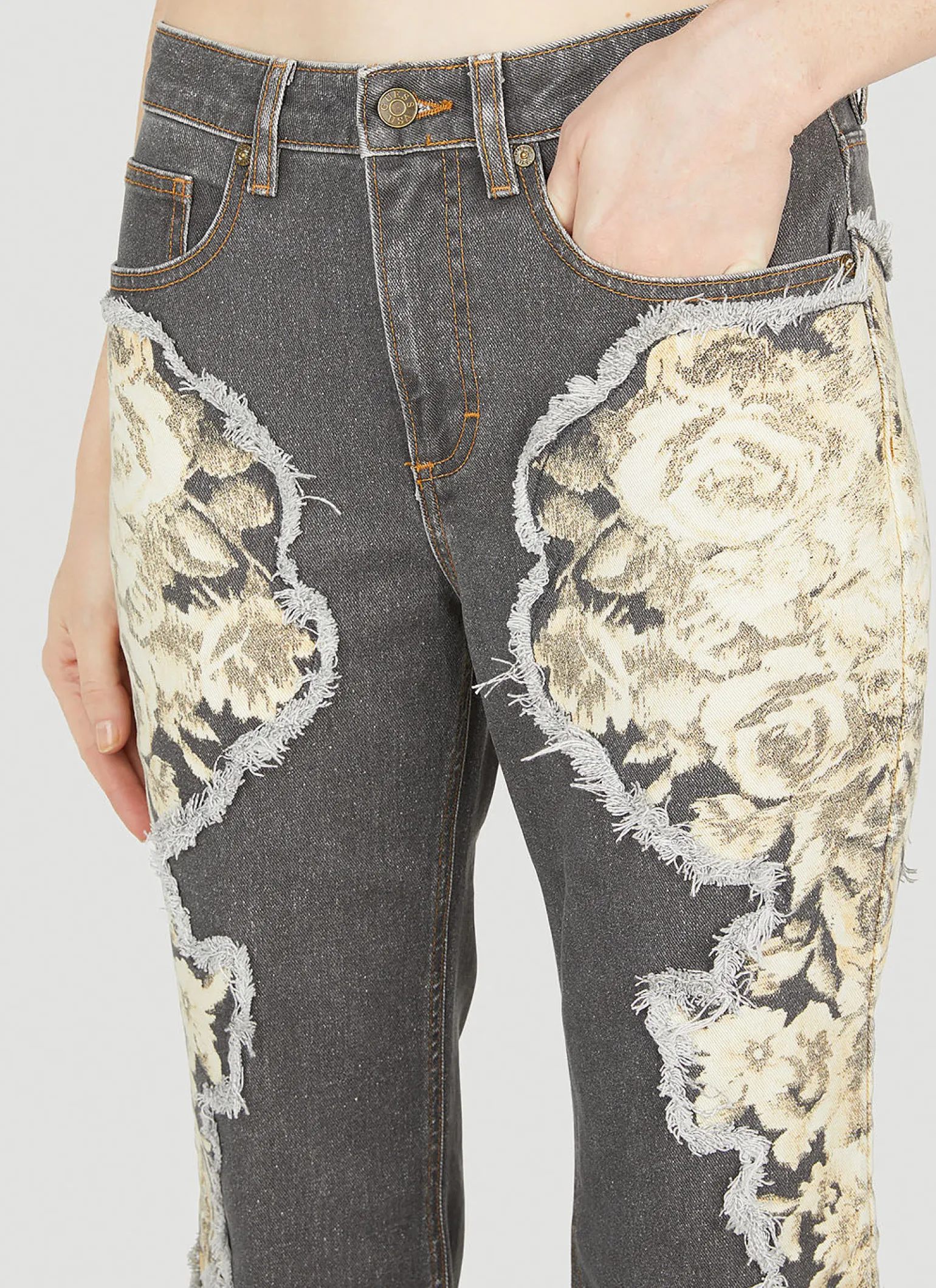 Floral Printed Flared Jeans