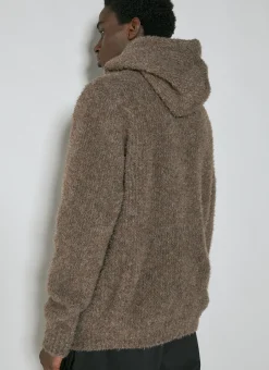 Fluffy Knit Hooded Zip-Up Sweatshirt