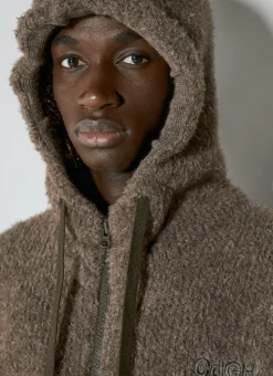 Fluffy Knit Hooded Zip-Up Sweatshirt