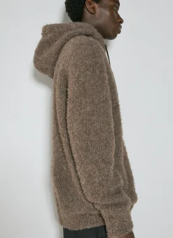 Fluffy Knit Hooded Zip-Up Sweatshirt