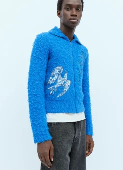 Fluffy Knit Zip-Up Cardigan