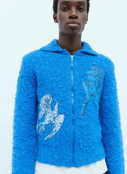 Fluffy Knit Zip-Up Cardigan
