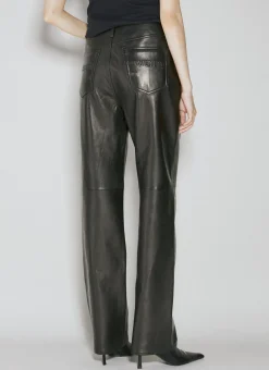 Fly Leather Wide Leg Pants