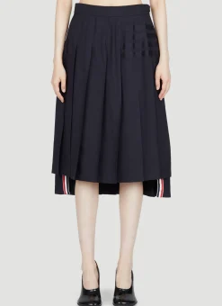 Four Bar Pleated Wool Midi Skirt