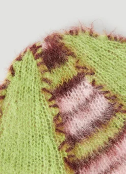 Fuzzy Stripe Beanie Hat