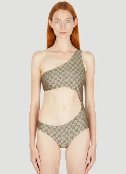Gg Asymmetric Cut-Out Swimsuit