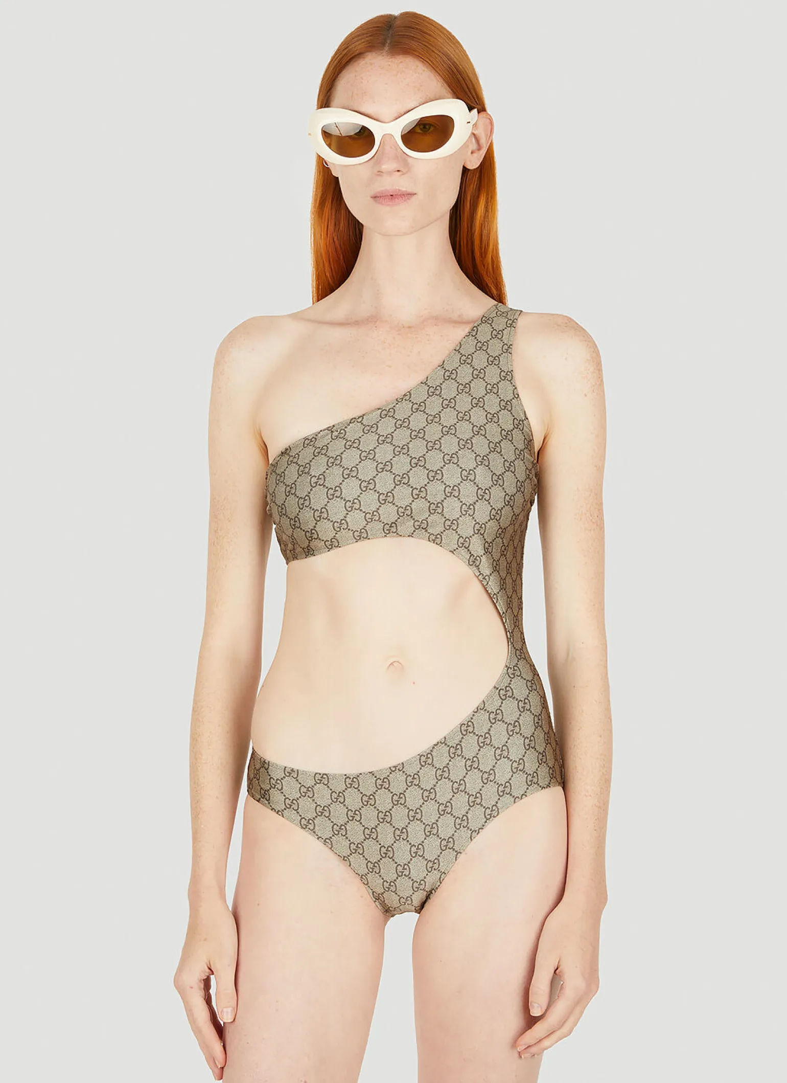 Gg Asymmetric Cut-Out Swimsuit