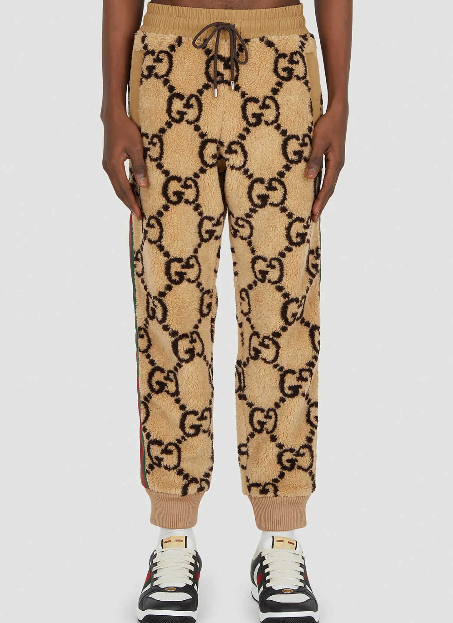 Gg Jacquard Faux Fur Track Pants