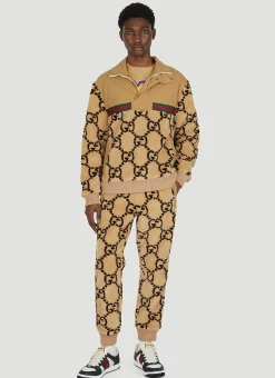 Gg Jacquard Faux Fur Track Pants