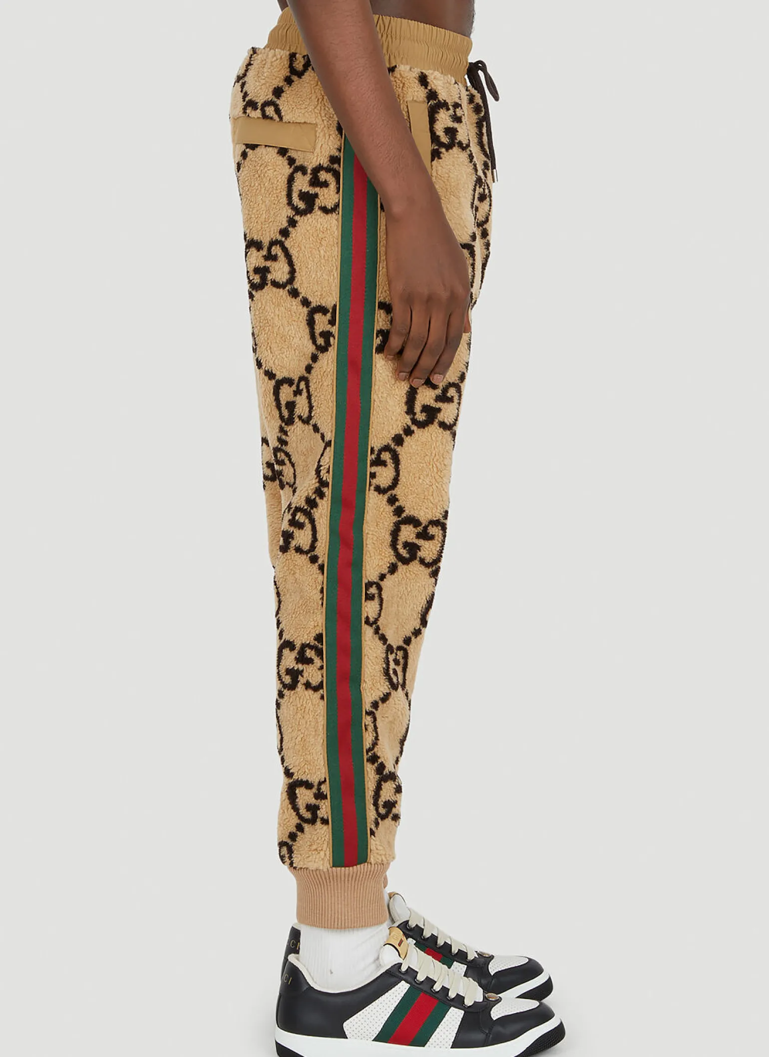 Gg Jacquard Faux Fur Track Pants