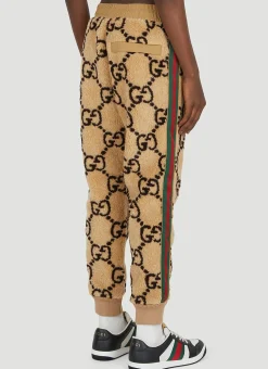 Gg Jacquard Faux Fur Track Pants