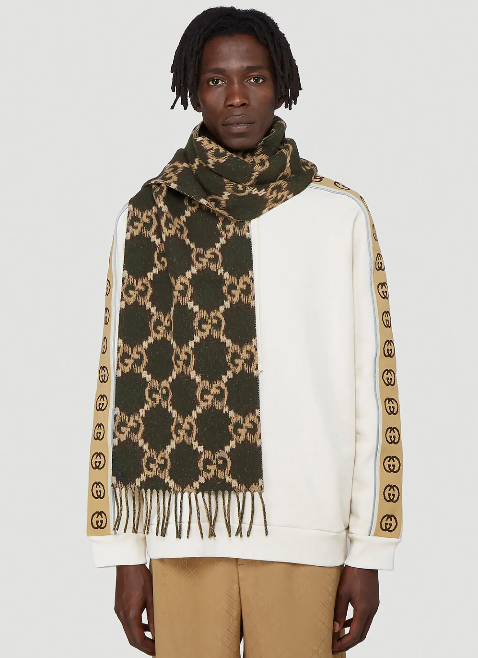 Gg Logo Wool Scarf