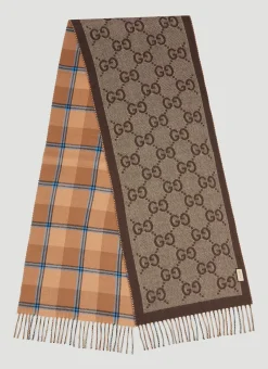 Gg Reversible Check Scarf