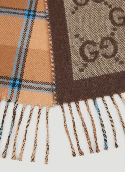 Gg Reversible Check Scarf
