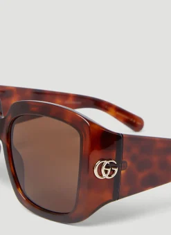Gg Tortoiseshell Square Sunglasses