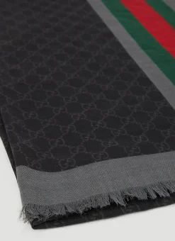 Gg Web Stripe Scarf