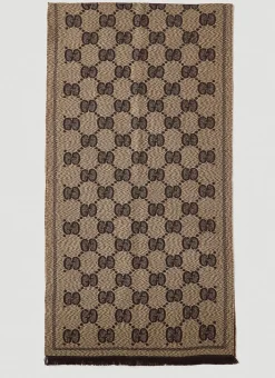 Gg Wool Jacquard Scarf