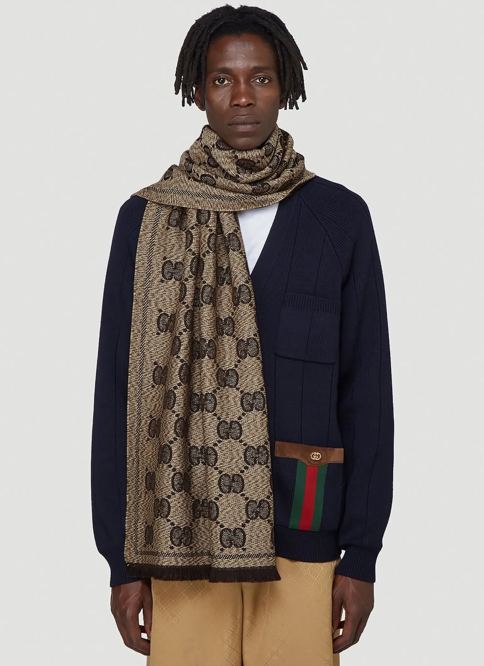 Gg Wool Jacquard Scarf