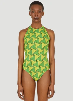 Ghost Print Crinkled Swimsuit