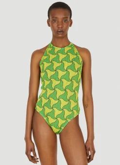 Ghost Print Crinkled Swimsuit