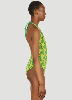 Ghost Print Crinkled Swimsuit